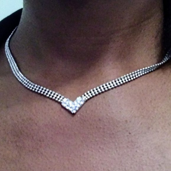 Silver-Beaded Necklace with Diamond-Studded Charm - Picture 5 of 5